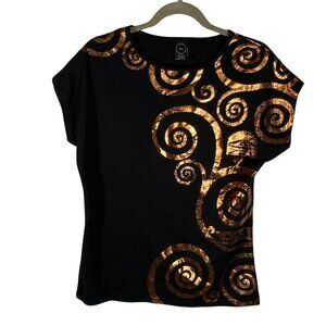 The Metropolitan Museum Of Art bronzed Gold Swirl Design Black T-Shirt L art to